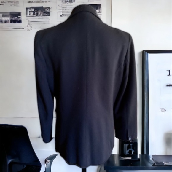 VINTAGE NORTON MCNAUGHTON BLACK WOOL BLAZER SIZE 10P - Picture 2 of 8